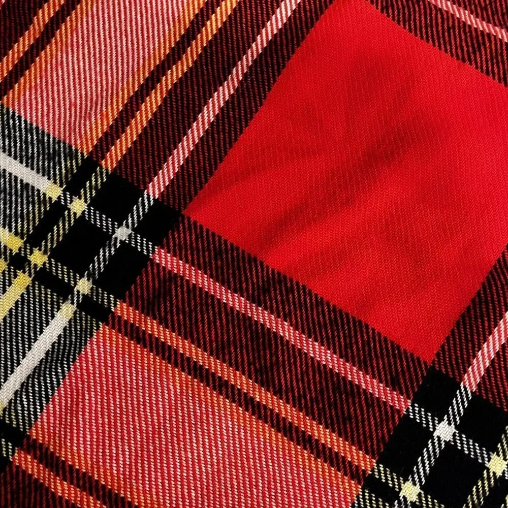 VTG Troy Robe‎ wool red plaid Fringe Throw  Blanket Stadium Cover 54x52in